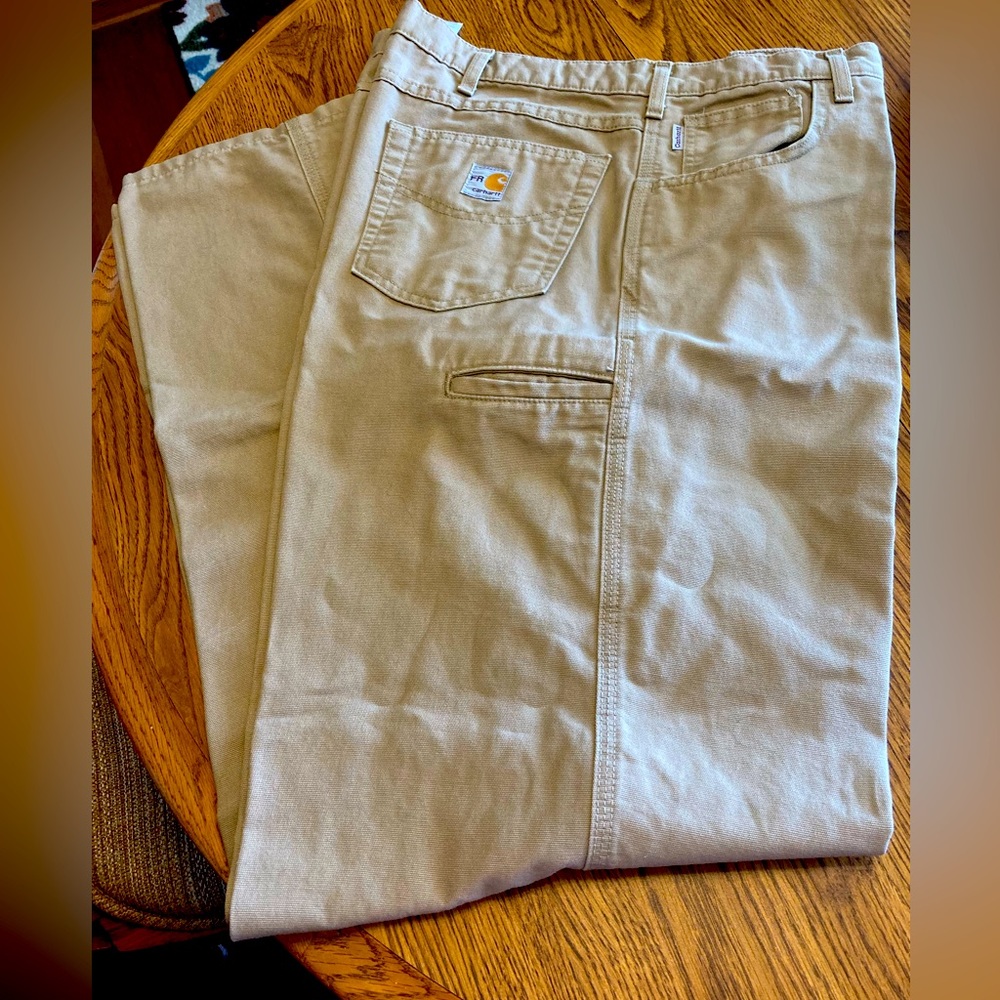 Carhartt Flame Resistant Canvas Khaki Pants Size 40x36. Like New